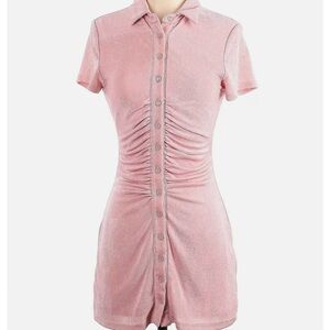 Sky to Moon pink button down mini dress